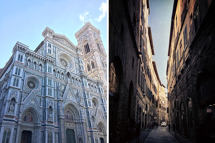 Katedralen Santa Maria del Fiore er et av Firenzes mest kjente landemerker. Ta deg tid til både severdigheter og å gå oppdagelsesferd i gatene når du først er i land. 